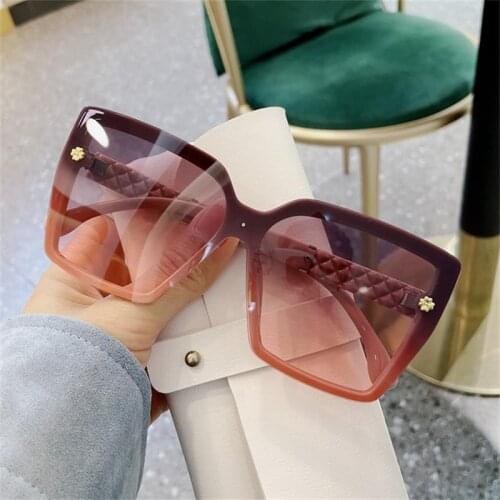 2021 Fashion Oversize Gradient Sunglasses Women Polarized Vintage Big Frame Square Sun Glasses Luxury Brand Female Elegant Shade