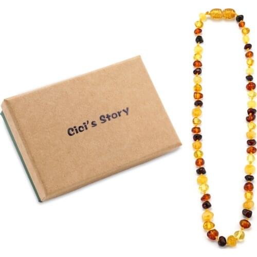 Baltic Amber Teething Necklace/Bracelet for Baby Size 14-35cm - Gift Box - 10 Colors - Lab Tested
