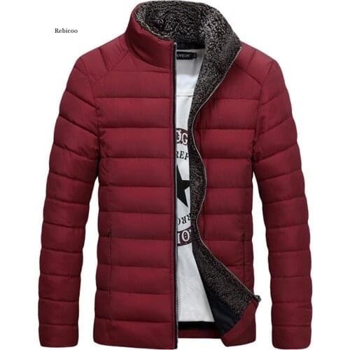 Men Jacket Winter Parka Fleece Oversize Solid Black Basic Jackets Casual Warmness Cotton Clothes Zip Fashion Man Overcoat