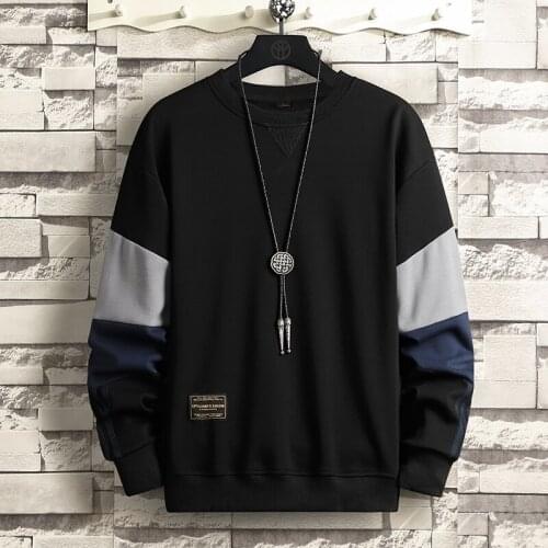 Sweatshirts Men Long-Sleeve O-Neck Cotton Pullover Sweatshirts Spring Autumn Clothes Loose Large Size Hoodies Clothes Men
