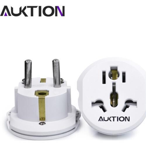 Universal AUKTION 16A Euro converter Plug 2Round Pin Socket AU US UK CN Plug To EU Wall Plug AC 250V Travel Adapter High Quality