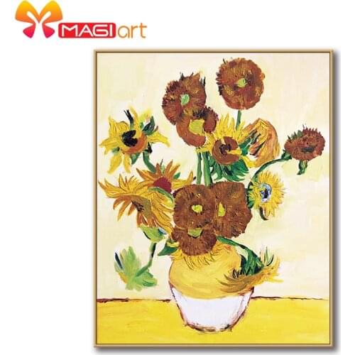 Cross stitch kits Embroidery needlework sets 11CT water soluble canvas patterns 14CT Floral style Van Gogh-NCMF233