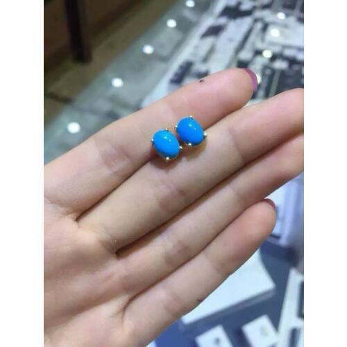 Natural blue turquoise stone earrings 925 silver Natural gemstone earring women classisc earrings for anniversary