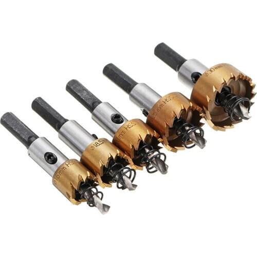 Serrated Tapping Device Saw Cutter Bit Hole Opener 5Pcs/set 16/18.5/20/25/30mm High Speed Steel For Power Tools Titanium M35