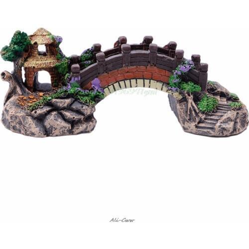 1PC Wood Color Fish Tank Bridge Landscape Ornaments Aquarium Decoration Pavilion Tree Resin Akvaryum Driftwood
