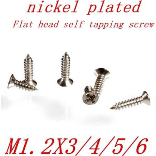 1000Pcs/lot M1.2 1.2mm nickel micro electronic screw cross recessed phillips flat head self tapping screw