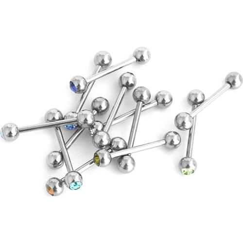 12 pieces/set of multi-color tongue piercing steel barbell ring jewelry can be used for eyebrow nails, nose nails, lip nails