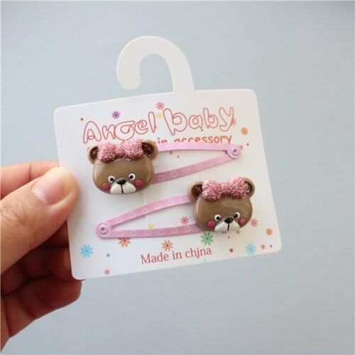 2PCS New Cute Bear BB Clips Girls Hair Accessories Children Headwear Baby Hair Clips Headdress Kids Hairpins