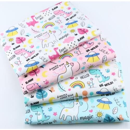 50*160 cm cartoon dinosaur Printed 100% Cotton Fabric,DIY Handmade Materials For Baby Kids home textile Quilting Bedding Making