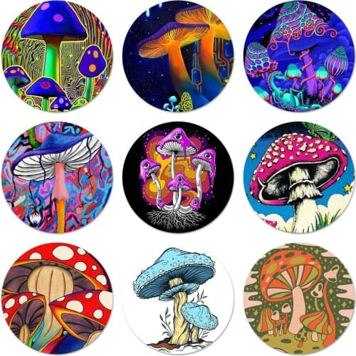 58mm Weird Trippy Mushroom Psychedelic Art Badge Brooch Pin Accessories For Clothes Backpack Decoration gift