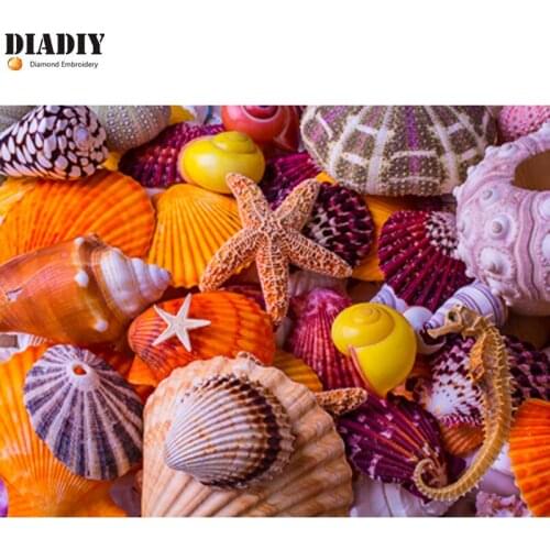 DIY 5D Diamond Mosaic Diamond Painting Cross Stitch Sea Shell Treasures Kit Diamonds Embroidery round Drill Home Decoration
