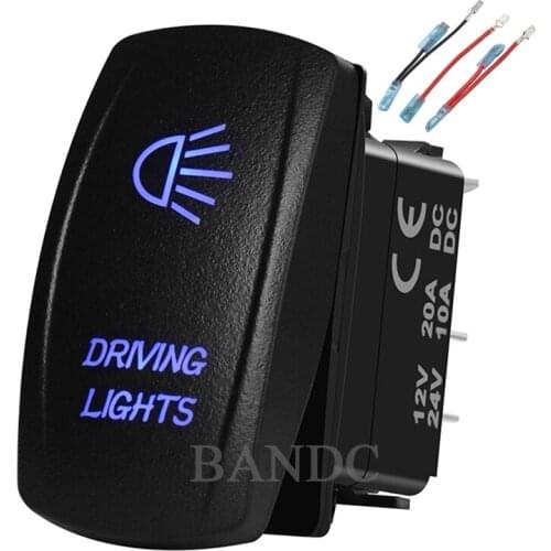DRIVING LIGHTS Rocker Switch Laser-Etched 5P On-Off SPST for Car Boat Truck Carling , Waterproof, Blue Led，Jumper Wires Set