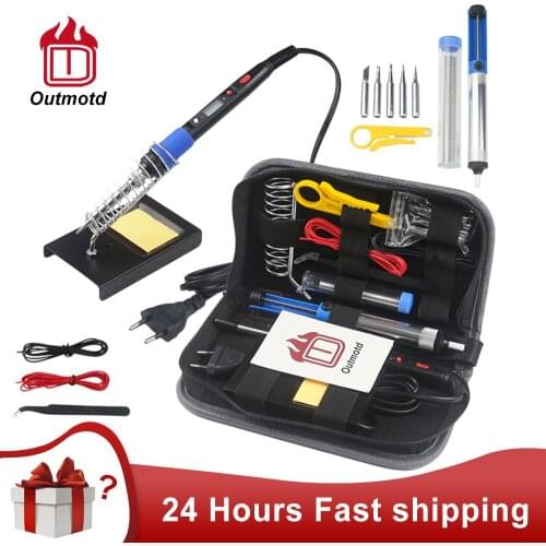 Outmotd 80W Electric Soldering Iron Kit LCD Digital Display Adjustable Temperature Soldering Iron 220V/110V Welding Solder Tools