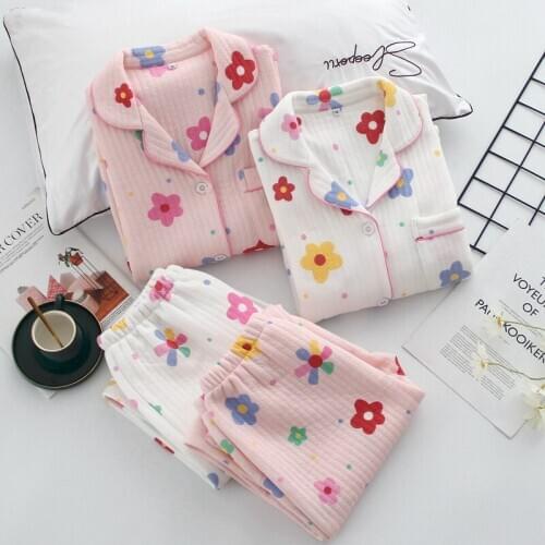 Fdfklak Autumn Winter New Long Sleeve Pijamas Set Cotton Pajmas For Women 2 Pjs Sleepwear Fashion Loungewear Home Clothes