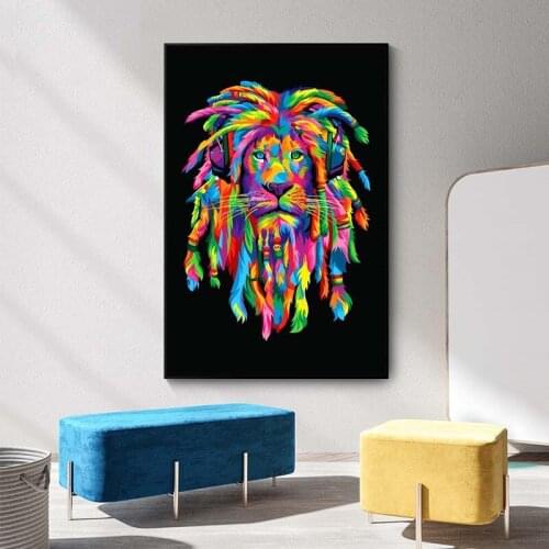 Water color Lion Art Posters And Prints Abstract Animals Canvas Art Wall Paintings Cool Lion Hair Pictures for Living Room Decor