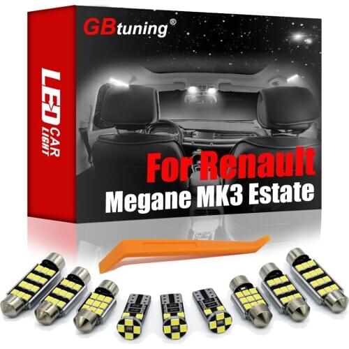 GBtuning Canbus LED Interior Light Kit 15PCS for Renault For Megane III 3 MK3 Estate Grandtour 2009-2015 Car Reading Trunk Lamp