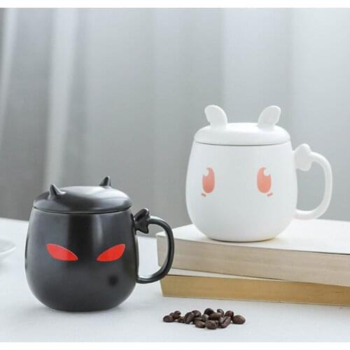 Ceramic Cute Cartoon Coffee Mugs with Lid and Handle Porcelain Home Breakfast Milk Cup Office Teacup Couple Drinkware Gift