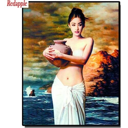 Pottery Girl diamond painting full square round 5 d diy diamond kits mosaic embroidery pattern 3d Cross stitch puzzle girl decor