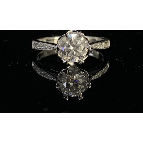 Luxury 9K White Gold Ring DF color Round Cut flower shape Moissanite Ring Diamond jewelry Anniversary Engagement Ring