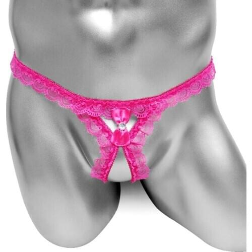 Lace Mens G sting Open crotch Underwear Sexy Sissy Thong Panties Fashion Funny Thong FOR Gay Male Bikini Lingerie Sissy Panties
