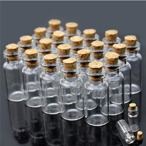 10pcs 0.5ml Tiny Small Cork Stopper Transparent Clear Empty Glass Wishing Bottle Storage Vial Decorative Glass Craft