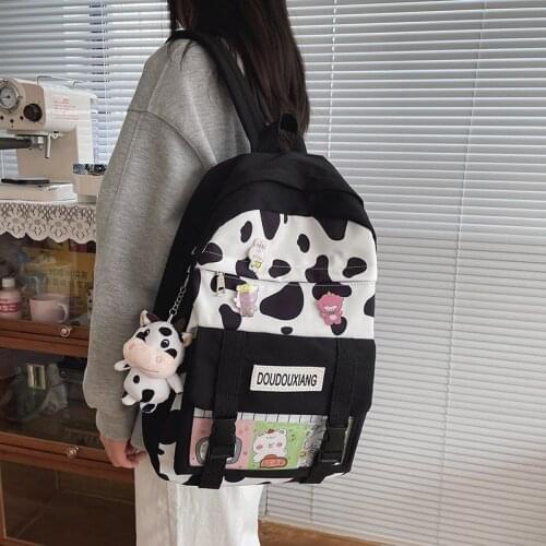 Kawaii student backpack new cow cute backpack INS style Korean version harajuku female backpack college students laptop backpack