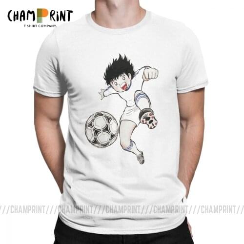 Mens T Shirts Captain Tsubasa Ohzora Vintage Short Sleeve Tees Crewneck Clothes 100% Cotton Summer T-Shirts
