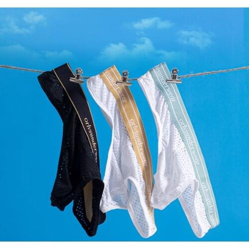 ORLVS Sexy Underwear Jockstrap Men Cotton Mens Thong Mesh Gay Man Underpants Low Waist Thongs Cueca Tanga Sissy New OR6105