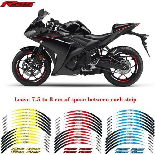 Motorcycle front&Rear Edge Outer Rim Sticker 17inch Wheel Reflective waterproof Decals For YAMAHA YZF R25