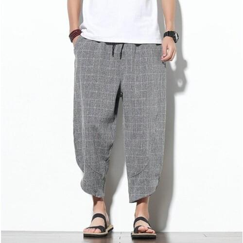 Aransue 2021 New Arrival Mem Casual Calf Length Pants Dropshipping Summer Cotton Harem Pants