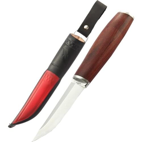 Fixed Blade Hunting Knife with Rosewood Handle Stainless Steel Outdoor Tools Gifts for Hunters and Outdoors