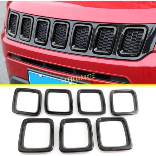 For Jeep Compass 2017-2021 Front Air-Inlet Grille Car Grills Trims Cover Black