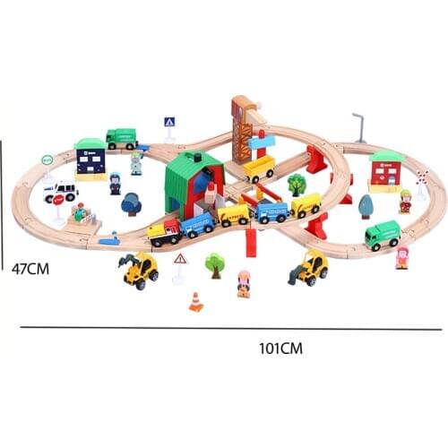 Small train shipping yard set block track train toy set compatible with wooden small train track children train game