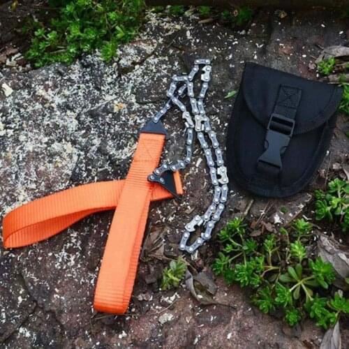 Outdoor Survival Hand Chainsaw 24 inch Portable Emergency Hand Zipper Saw With Bag Hiking Chain Saw Wood Cutting Camping Tools