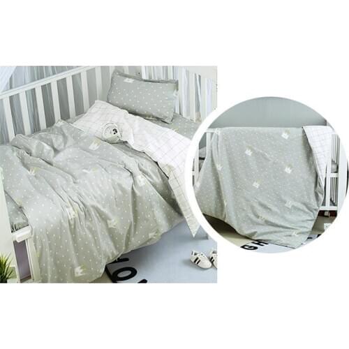 With filling! grey crown Cute Baby Cot Set 100% Cotton Crib Set For Kids,Baby Bedding Set Unpick,Duvet/Sheet/Pillow