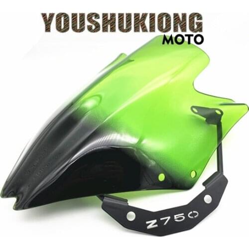 Motorcycle For Z 750 Z750 2007-2008-2009-2010-2011-2012 Wind Deflectore Smoke Black Windshield With support frame