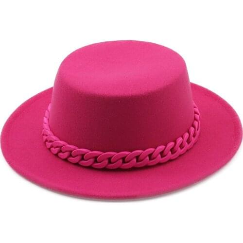 Women Summer candy color Wide Brim Wool Jazz Fedora Hats Panama Trilby Cap Trend Gambler Hat Wholesale