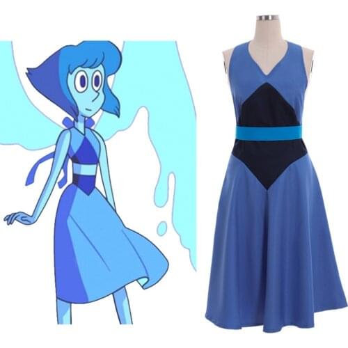 CosplayDiy Womens Blue Dress Steven Universe Lapis Dress Party Dress Cosplay Costume Custom Made