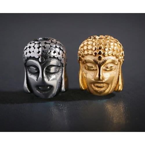 1pcs Buddha Head Bead Charms For DIY Craft Beaded Bracelets Spacer Bead Hand Made Making Jewelry Kralen Gold Color Silver Color