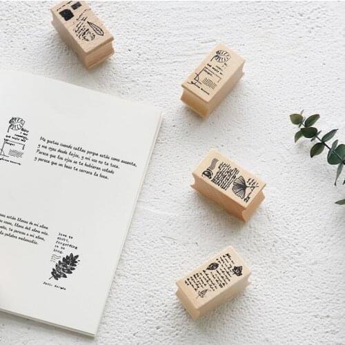 1pcs Poem of The Leaves Series Wooden and Rubber Stamps for DIY Craft Diary Notebook Scrapbook Photo Album Decoration