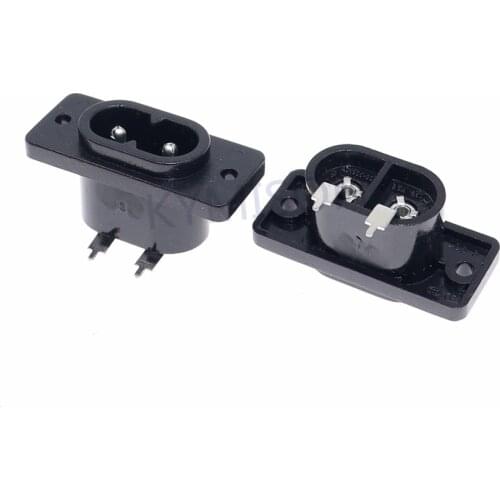 10Pcs/lot IEC320 C7 Socket 2Pins Power socket Screw Type IEC320 90degree with Fixed with screw holes AC 250V 2.5A