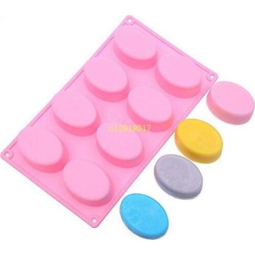 120pcs 8-Cavity Oval Shape Soap Mold Silicone Chocolate Mould Tray Homemade Making DIY