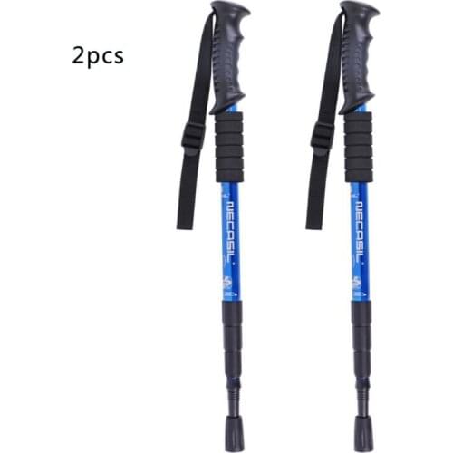 Walking Adjustable Trekking Pole Anti Shock Ultra Light Alpinism Poles Telescopic Ultralight Hiking Travel Non-slip Stick 2 PCs