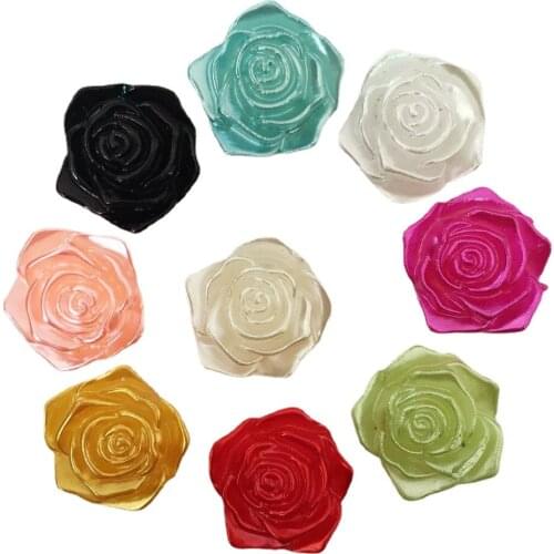 20PCS 18mm Resin Pearl Bead Rose Flower Flatback Scrapbook Wedding Appliuqe Decoration Craft B00