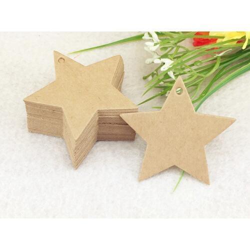 200pcs Pentagram Brown Hang Tags Kraft paper Price Tags DIY Star Gift Tags for Handmade cake/garment/Wedding/Party Gift Bags/box