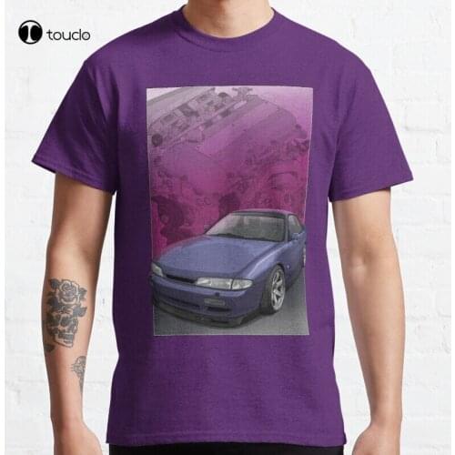 200Sx/240Sx S14 (Zenki) Illustration With Sr20 Background Classic Silvia 200Sx 240Sx S S14 S14A Sr20 Sr20Det T-Shirt Tee Shirt