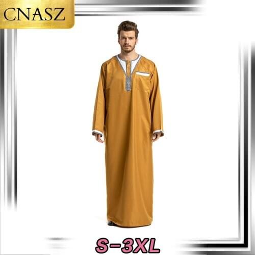 2020 Latest Eid Design Muslim Men Clothing New Design Saudi Arab Sudan Muslim Abaya Men Thobe Jubah Abaya Dress Man Dubai