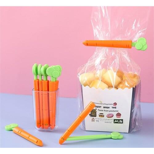 5pcs Food Sealing Clip with Storage Box Fridge Magnet Kitchen Sealing Bag Artifact Moisture-proof Carrot Snack Sealer