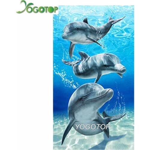 5D Diy Diamond Painting Cross Stitch Animal dolphins Full Square Diamond Embroidery Kit Mosaic canvas painting Gift YY2826