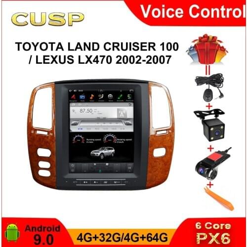 CUSP Tesla Style Android 9 4G+64 Car GPS Navigation Carplay For LAND CRUISER 100 2002 2003 2004-2007 Car Auto Stereo Multimedia